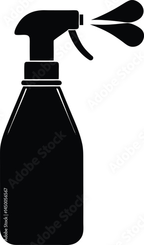 spray bottle with mist on white background  
