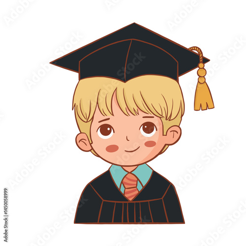 a children character illustrations wearing toga for graduation template
