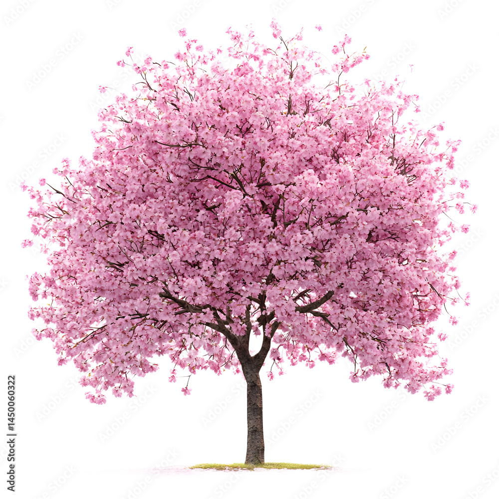 Obraz premium Beautiful Pink Cherry Blossom Tree Isolated on transparent Background