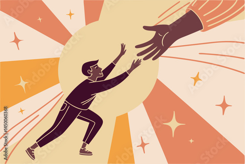 reaching out for help An emotional and abstract illustration symbolizing connection and compassion in a visually impactful way