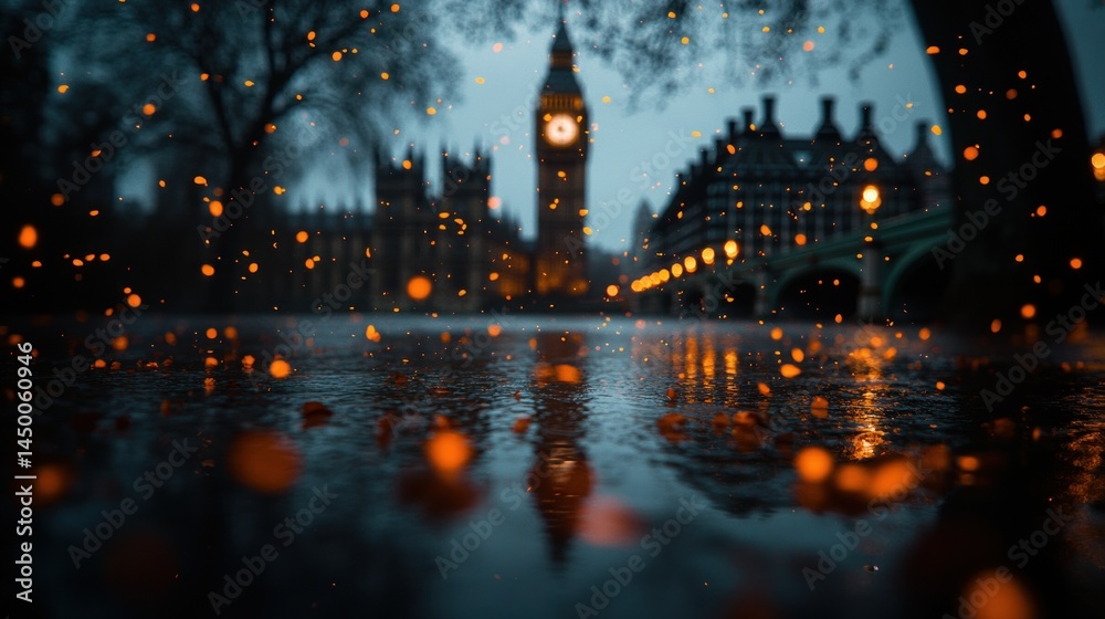 Fototapeta premium Rainy London night view