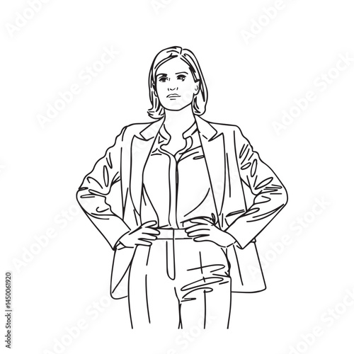 Elegant executive woman outline art – business woman silhouette – business woman vector – business woman doodle – office illustration – business woman line art

