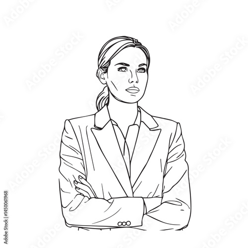 Linear art of professional woman – business woman silhouette – business woman vector – business woman doodle – office illustration – business woman line art

