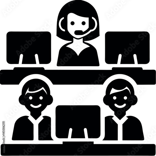 Office workers of various backgrounds using technology and laptops to collaborate in a bright, contemporary office setting