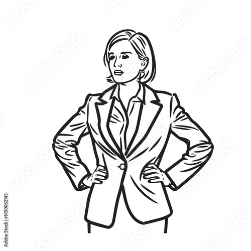 Outline of business woman character – business woman silhouette – business woman vector – business woman doodle – office illustration – business woman line art

