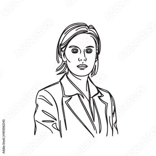 Artistic business female sketch – business woman silhouette – business woman vector – business woman doodle – office illustration – business woman line art

