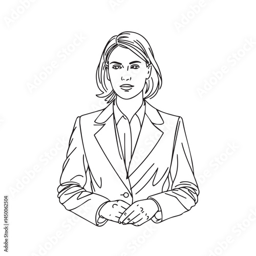 Vector sketch of working woman – business woman silhouette – business woman vector – business woman doodle – office illustration – business woman line art

