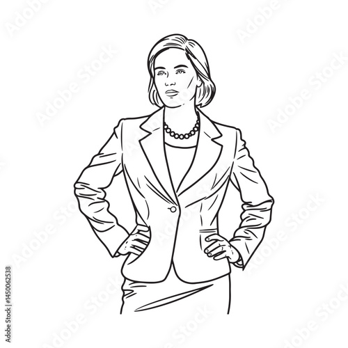 Career woman minimal outline art – business woman silhouette – business woman vector – business woman doodle – office illustration – business woman line art

