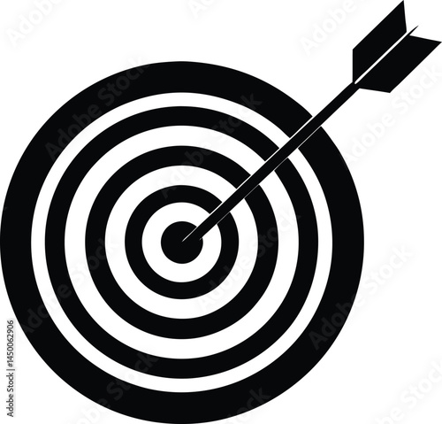 target with arrow in bullseye on white background 