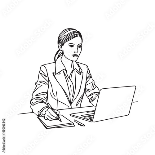 Minimalist corporate woman sketch – business woman silhouette – business woman vector – business woman doodle – office illustration – business woman line art


