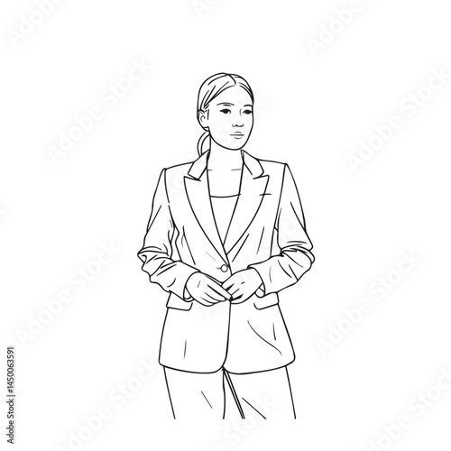 Professional female executive art – business woman silhouette – business woman vector – business woman doodle – office illustration – business woman line art

