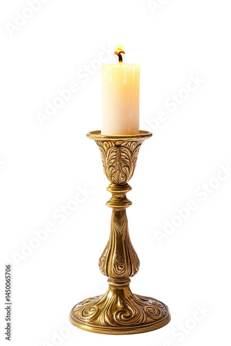 Isolated Ornate Gold Candle Holder