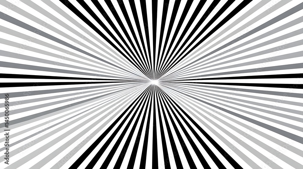 Fototapeta premium Abstract Monochrome Radial Lines Background Dynamic Grey and Black Stripes Converging Design