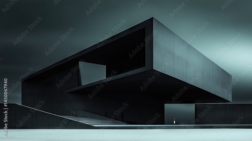 Obraz premium Modern, minimalist architectural structure in a muted gray palette.