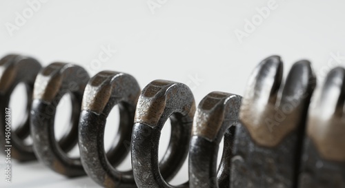 Close-up of Curved Metal Spring Showing Mechanical Component Details