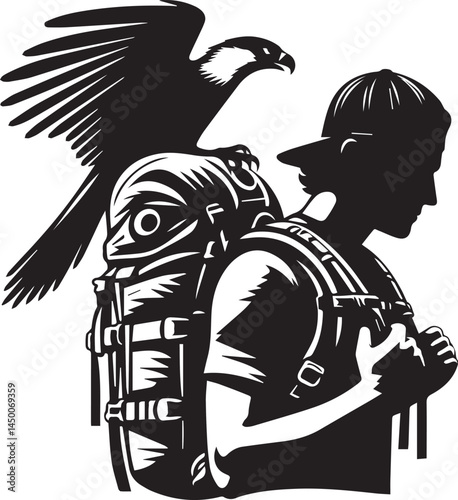 Osprey Backpack silhouette vector art illustration. Osprey Backpack vector icon.