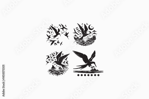 Frigate bird vector silhouettes image made by adobe illustrator. eps