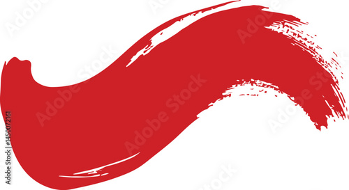 Vibrant red paintbrush stroke against a white background.
