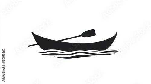 Simple silhouette of a canoe on water