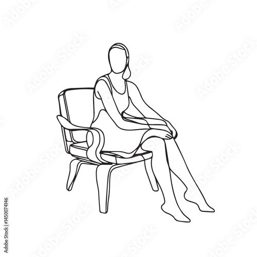 Sitting Woman Silhouette - Elegant Digital Line Sketch - sitting woman silhouette - sitting woman vector - sitting woman doodle - woman illustration - sitting woman line art

