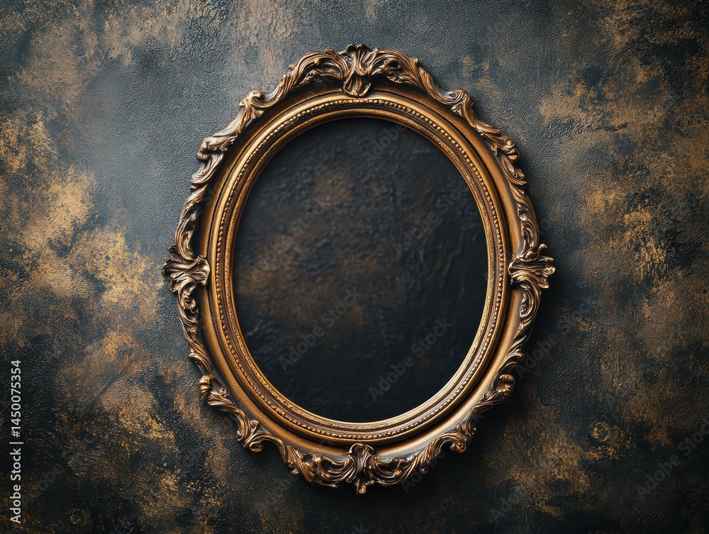 Obraz premium Large gold mirror frame with a black background