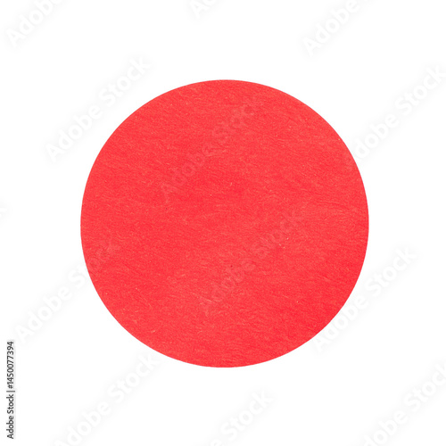 Blank red round adhesive paper sticker label isolated on white background 