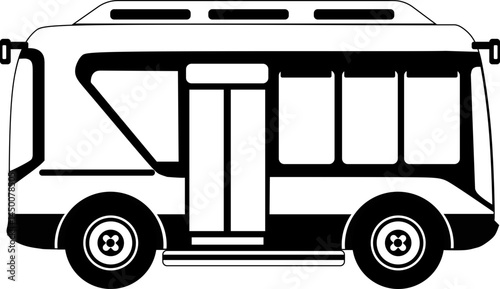 Outline vector illustration Autonomous shuttle bus self driving 
