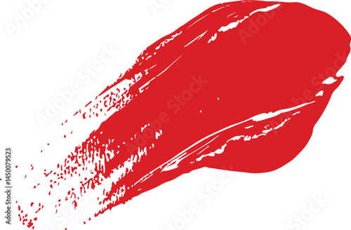 Bold red paint stroke, abstract design for cosmetics or art projects.