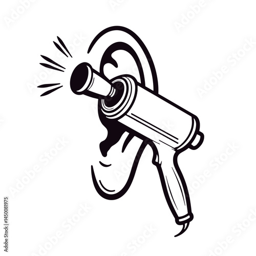 Otoscope examining ear with light beam, clarity and precision