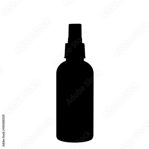 Silhouette of allergy relief spray bottle emitting mist, summer relief