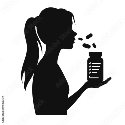 Woman taking antihistamine pills for summer allergies, health awareness
