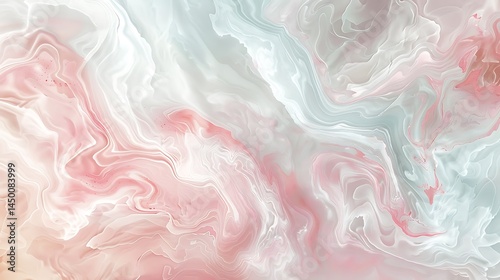 Subtle pastel swirls of light pink and white creating a serene abstract form of purity.