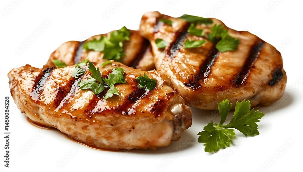 Barbecued chicken isolated on a white background Barbecued chicken isolated on a white background
