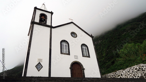 Ponta da Fajã Grande, Flores Island, Portugal. The village has it's church dedicated to Nossa Senhora do Carmo