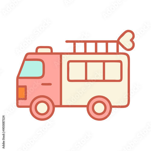 Fire Truck Icon Toy Vehicle Emergency Transparent Background Vector