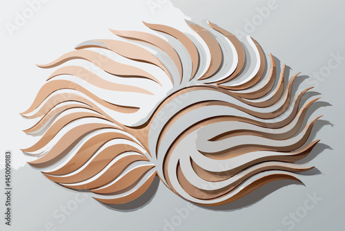 Contemporary abstract laser cut wall art with flowing, organic shapes in neutral tones of beige and white, creating a modern and sophisticated look
