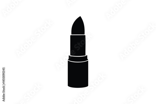 Lipstick cosmetic icon silhouette on white background