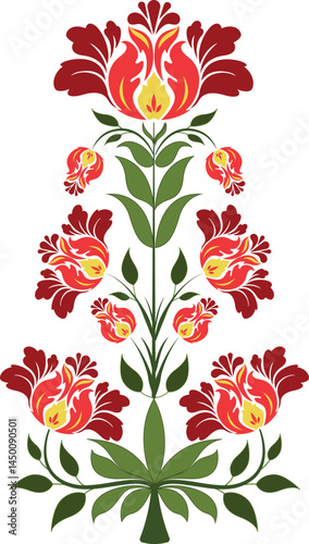 Traditional flower motif illustrations. Beautiful Mughal hand drawn floral motifs
