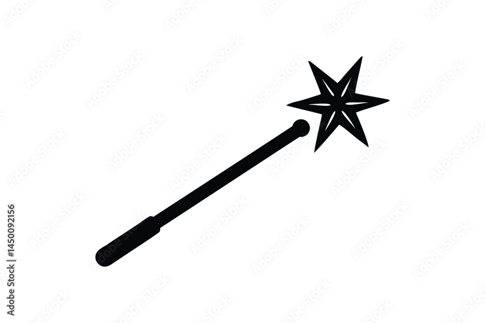 Naklejka premium Magic wand scepter icon silhouette on white background