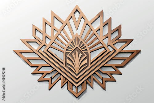 Stylish laser cut gold wall art with intricate patterns and sharp geometric lines, creating a visually striking, modern and luxurious atmosphere for any space