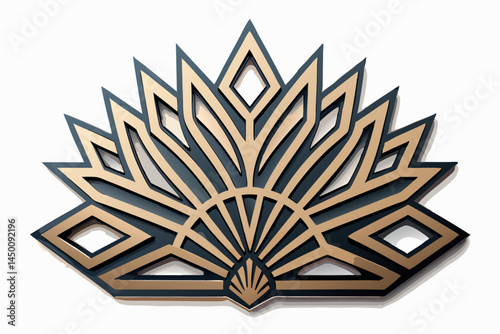 Sleek and modern laser cut geometric wall decor in gold, featuring sharp lines and intricate shapes with a bold, artistic design for contemporary interiors