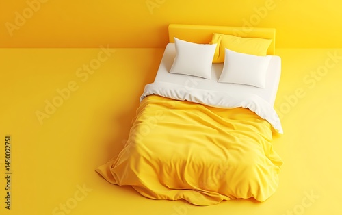 yellow pillows on a bed photo