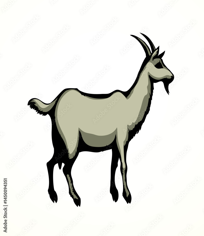 Fototapeta premium Big white goat. Vector animal