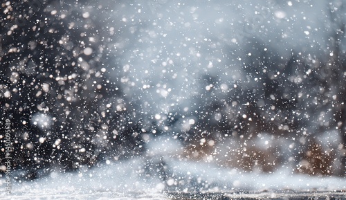 Wallpaper Mural Sparkling snowfall creates a magical winter scene with soft light and bokeh effects. Torontodigital.ca