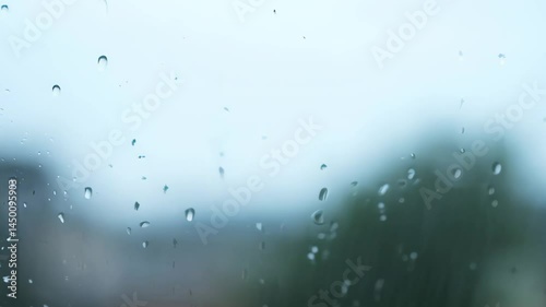 Wallpaper Mural Raindrops on Window with Soft Focus Outside – Relaxing Rainy Mood Torontodigital.ca