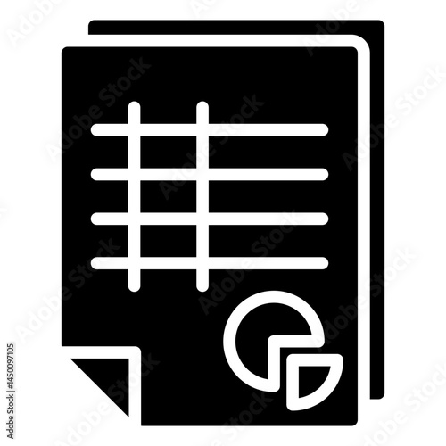 Spreadsheet Glyph Black Fill - Financial Data Presentation Analyzing Reports and Charts