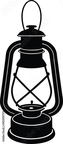 vintage lantern with handle on white background