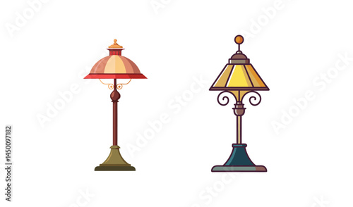 vector illustration of lamp set