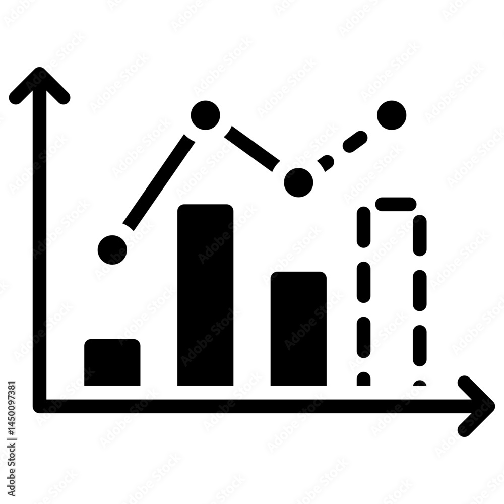Forecast Prediction Glyph Black Fill - Data Analysis and Business Growth Visualization Forecast Prediction Glyph Black Fill - Data Analysis and Business Growth Visualization