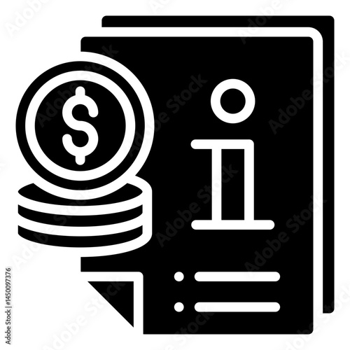 Financial Information Glyph Black Fill - Financial Information with Currency Symbol and Informative Document